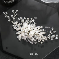 Peine De Flor De Perla Para Mujer Accesorio Elegante De Cabello Para Boda Joyería De Cabeza De Aleación De Zinc Plata - details 5