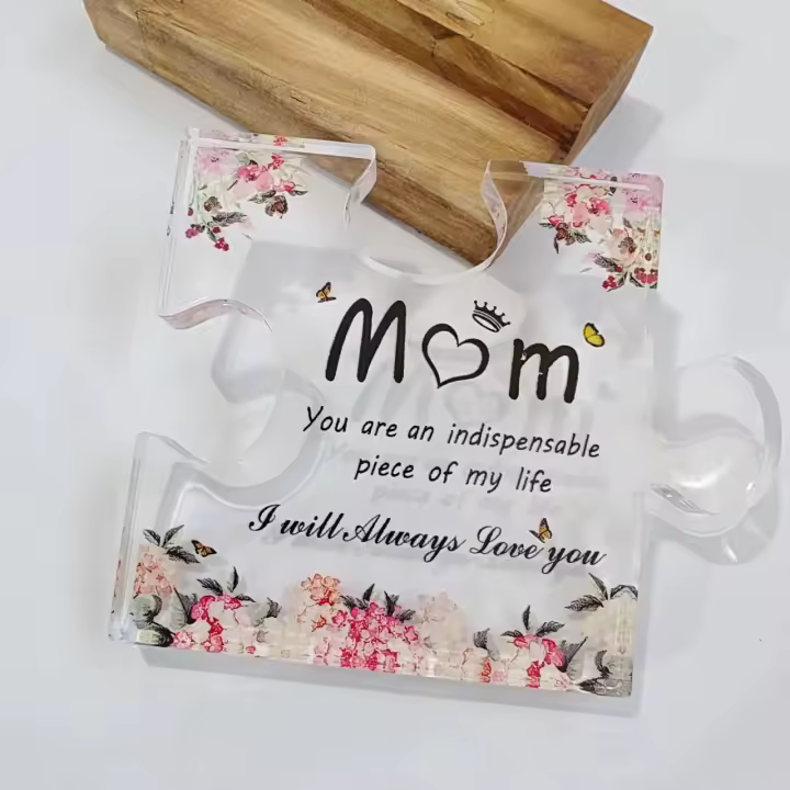 Puzzle Piece Gifts for Mom - 4.7" Thank You Acrylic Puzzle Piece Decor Plaque Appreciation Gift for Mom Thanksgiving Birthday Decorations Mom Gifts - 1