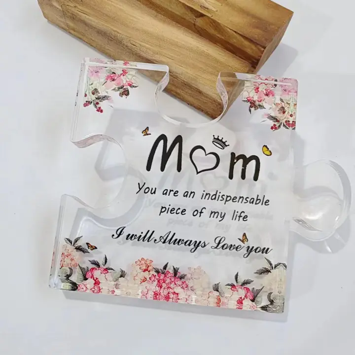 Puzzle Piece Gifts for Mom - 4.7" Thank You Acrylic Puzzle Piece Decor Plaque Appreciation Gift for Mom Thanksgiving Birthday Decorations Mom Gifts - 1