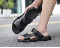 Sandalias De Verano Para Hombre PU Cuero Tacones Medios Antideslizantes Abierta Delante Zapatillas De Playa Cierre De Hebilla - details 9