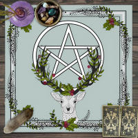 Mantel De Taro 1pc Con Pentágrafo Flor Y Plantas Para Mesa De Brujería Divination Juego De Tablero Decoración Matriz - details 8