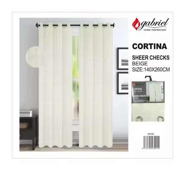 CORTINA SEMIOPACA DE 140X260CM CON 8 ANILLAS - 1