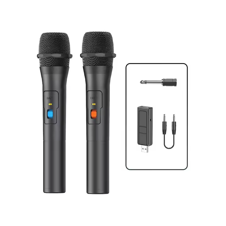 2 unids SISTEMA DE MICRÓPHONO INALÁMBRICO kits receptor USB de mano de inicio Partido Smart TV Micrófono - 1