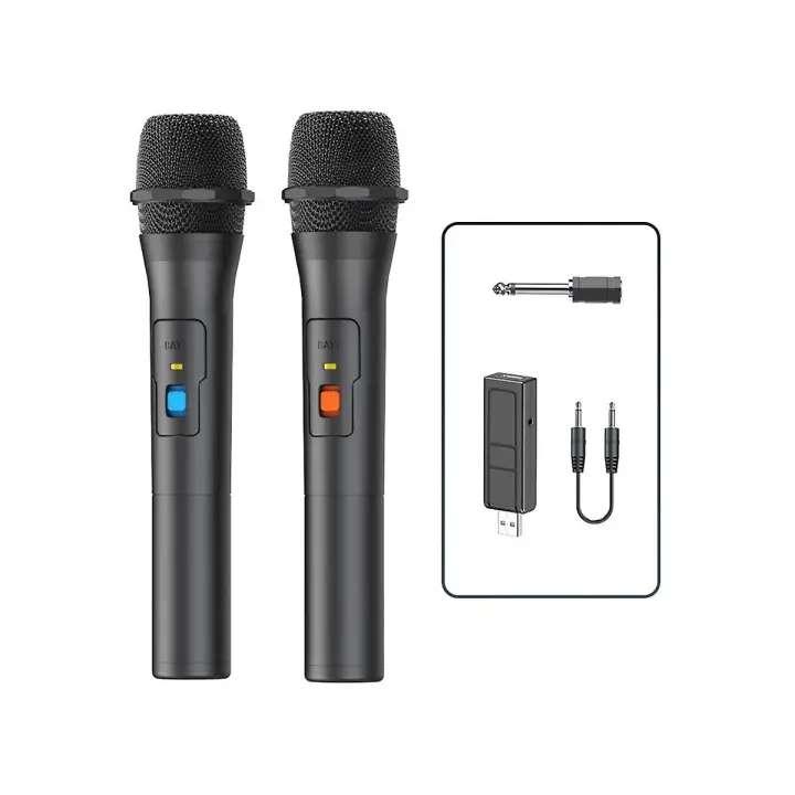 2 unids SISTEMA DE MICRÓPHONO INALÁMBRICO kits receptor USB de mano de inicio Partido Smart TV Micrófono - 1