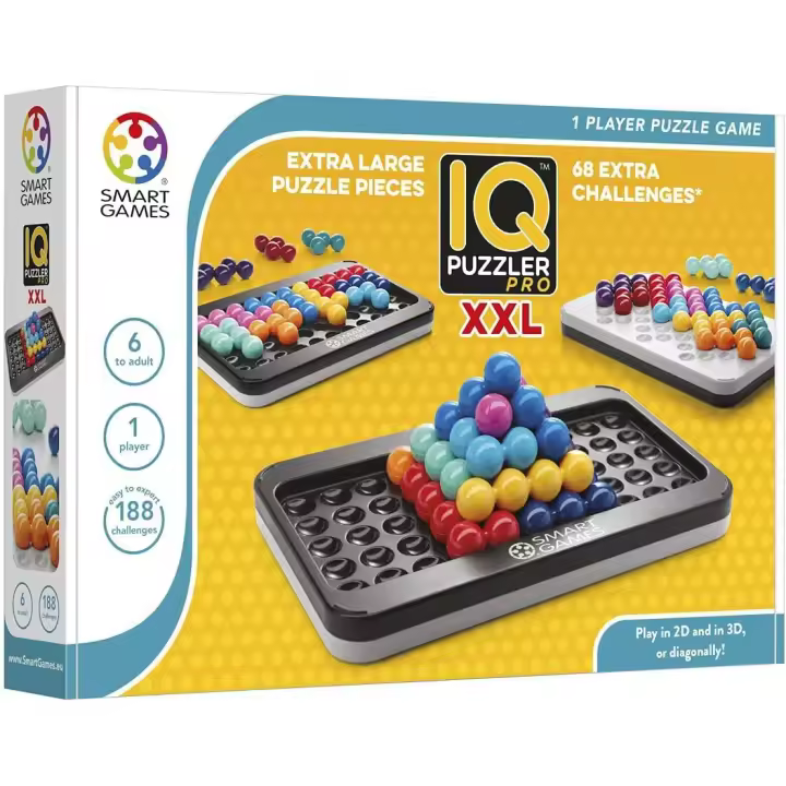 Smart Games - IQ Puzzler Pro XXL, Extra Large Puzzle Game with 188 Challenges, 3 Playing Modes, 6+ Years - 1