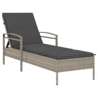 vidaXL Tumbona con cojín ratán sintético 63x200x81 cm Negro, Marrón, Gris Sillas de Exterior Ideal para jardín, playa, piscina, terraza Tumbona Piscina Tumbonas Playa Tumbonas Jardín Exterior - details 0