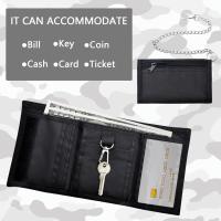 Triple Monedero Carteras para Hombre Joven with Cadena de Seguridad Clip Cremallera Delgada para Viajes - details 3