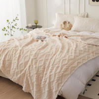 Manta De Terciopelo Coral Suelta 1pc Ligera Y Multifuncional Para Cubierta De Cama Sala De Estar Sofá Manta Para Siesta - details 3