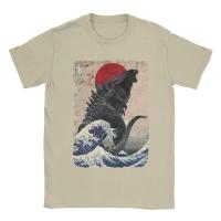 Camiseta De Manga Corta Con Diseño Único De Godzillade La Gran Onda Japonesa Para Hombres Cuello Redondo Algodón Puro Ropa Gráfica Verano Tallas S-5XL - details 5