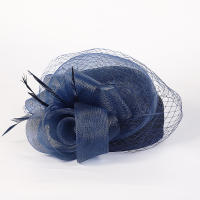 Sombrero De Fiesta Elegante En Rojo Sinamay Para Mujer Con Pluma Y Velo Para Boda Iglesia Cóctel Té Sombrero Derby Formal - details 13