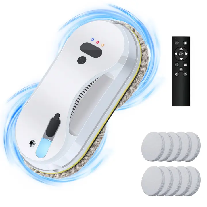 3800Pa de adsorción de vacío hogar limpiacristales limpiaparabrisas eléctrico automático de pulverización de agua de control remoto inteligente anti-caída para la pared de cristal techo limpiador de ventanas - 1