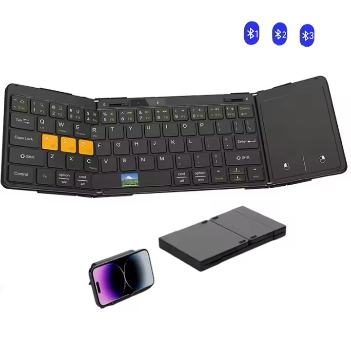 Teclado Plegable De Viaje Con Touchpad Y Pantalla Bluetooth Multidevice Para Windows iOS Android Teclado Plegable Con Touchpad - 1