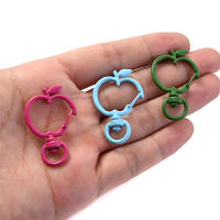 5pcs Gancho De Fruta En Forma De Manzana Con Cierre De Tostón Para Hacer Anillos De Llaveros Y Accesorios De Joyería Hechos De Metal - details 0