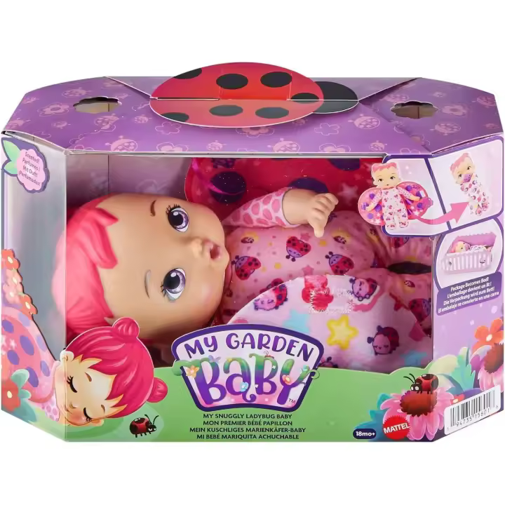 Mattel My Garden Baby Mi primer bebé mariquita rosa Muñeca bebé de juguete con manta y chupete, regalo +3 años Mattel HPD09 - 1