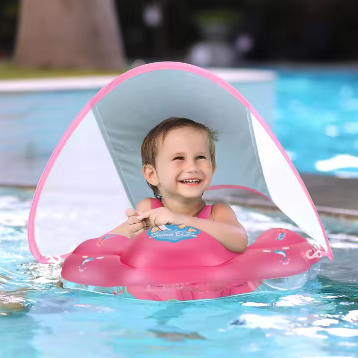 Flotador De Natación Para Bebés Con Canopy Accesorios De Piscina Inflable Para Niños Juguete De Baño Circular Para El Verano - 1
