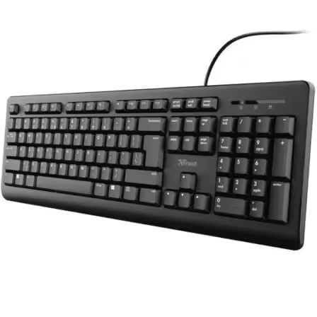 Trust TK-150 Silent - Teclado Tamaño Completo - Resistente a los Vertidos - USB - 1