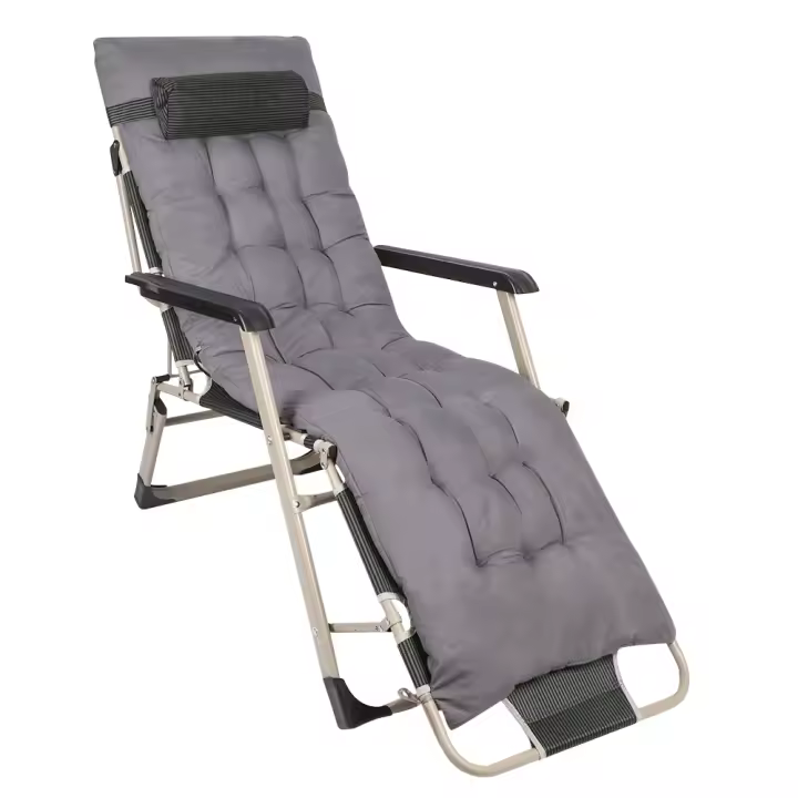 Tumbona plegable para jardín con cojín hasta 120 kg, ajustable con acolchado grueso. - 1