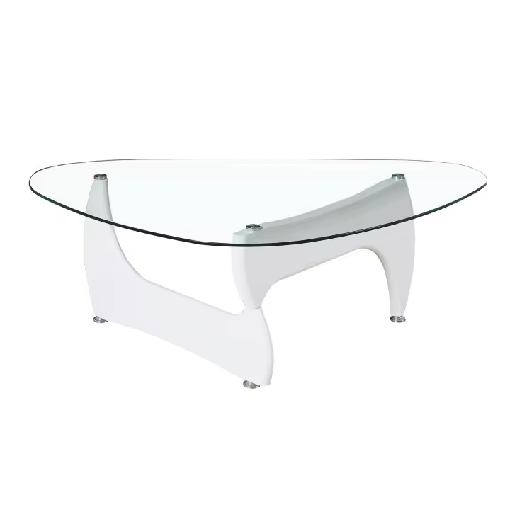 Mesa NOGU, baja, lacada blanca, cristal, 120x70 cm Mesa baja de diseño, armazón de DM lacado de color blanco alto brillo. -Tapa de la mesa de cristal templado de 8 mm. de espesor y acabado transparente. - 1