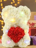 Oso De Rosas Teddy Regalo Para Mamá Novia Cumpleaños Aniversario Valentines Day Mujer Juguete De Muñeco Artificial De Flores Rojas - details 0