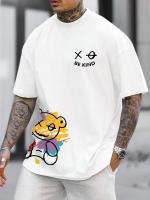 Camiseta De Hombre Estilo Casual Con Diseño De Oso Minimalista Transpirable Y Suave Para Verano T-Shirt Oversize Con Estampado De Muñeca - details 7