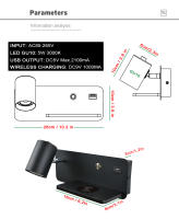 Lámpara De Pared LED Para Interior Con Carga USB Y Inalámbrica Luz De Pared Para Dormitorio Luz Nórdica Sconce 5W GU10 Bombilla AC110V/220V - details 4