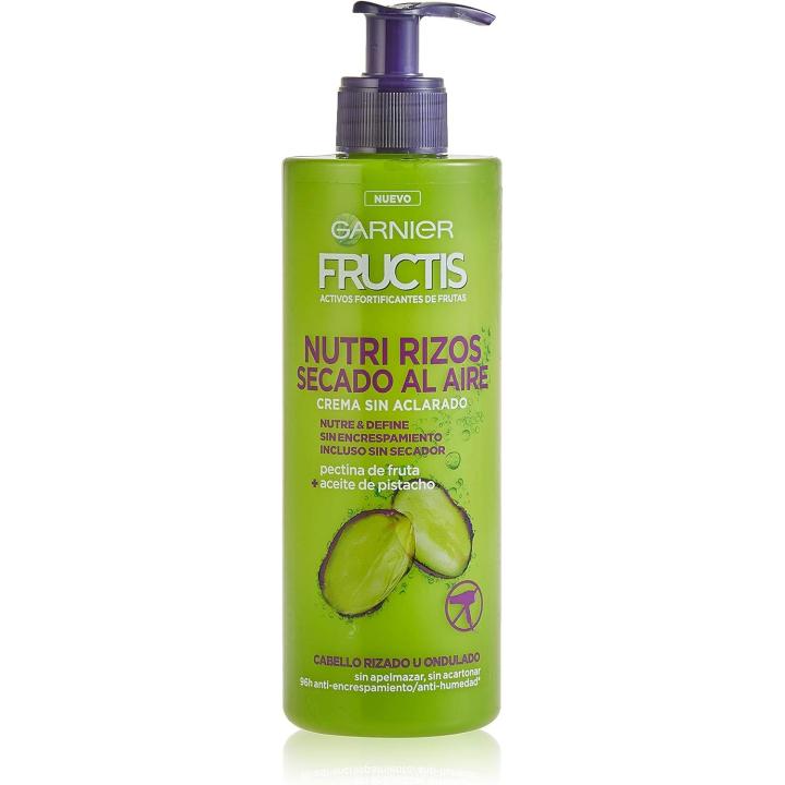 Garnier Fructis -2 UNIDADES- Nutri Rizos Secado al Aire Crema Sin Aclarado para Pelo Rizado u Ondulado - 400 ml
