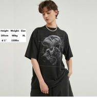 Camiseta De Algodón Retro Hip Hop Streetwear Para Hombres Con Diseño De Cráneo Y Rostro Roto T-shirt Harajuku Unisex Para Primavera Y Verano - details 3