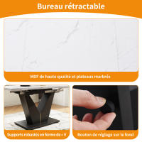 Juego de Mesa de Cocina (5 piezas), juego de Mesa de Coque-with 4 Sillas, juego de Mesa de Cocina Moderna-With Mesa retrácthil, Mesa de Mármol Blanco, coque de terciopelo Gris - details 3