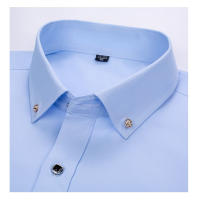 Camisa De Encaje Para Hombre De Alta Calidad No Planchable Manga Corta Nuevo Ropa Sólida Negocios Camisas Blancas Azules Marinas Negras Rojas Para Oficina Y Viajes - details 7