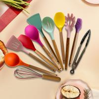 Set De Utensilios De Cocina Ecológicos De Silicona 12PCS Con Manos De Madera Antiadherentes Para Revólver - details 2