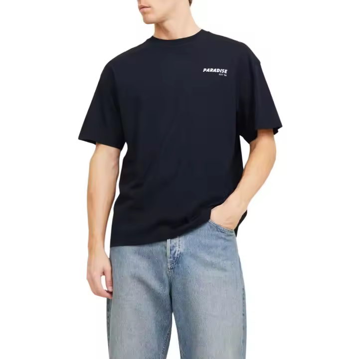 JJCHARGE PRINTED TEE SS CREW NECK LN Black - 1