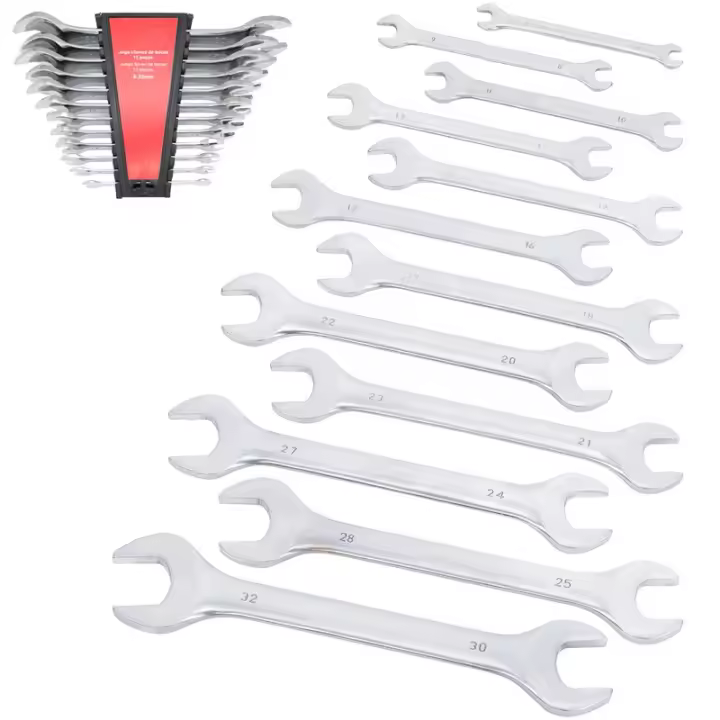 JOMAFA - Juego de llaves fijas planas de 6 a 32mm, Acero Crome Vanadio, 12 piezas - 5174 - 1