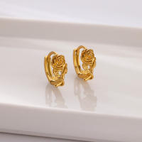 Pendiente De Flor De Rosas En Acero Inoxidable Para Mujer Color Oro Estilo Aesthetic Joyería De Lujo Accesorios BFF - details 1