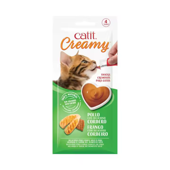 Snacks cremosos para gatos Catit Creamy – 4 Tubos Pollo y Cordero - 1