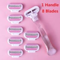 Cuchilla De Afeitar Para Mujer Con 1 Manija Y 4/8 Hojas Cuchillas De Seguridad Para Eliminar Pelo En Rostro Piernas Axilas Y Bikini Compatible Con Venus - details 1