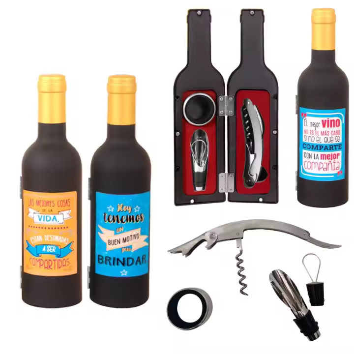 Disok Set 3 Piezas Para Vino - Frases - Detalles Bodas Unisex Hombres Originales - Regalos para Fiestas y Celebraciones - 1