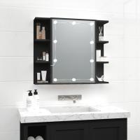 vidaXL Mueble con espejo y luces LED 70x16,5x60 cm en color Blanco/Roble Sonoma/Gris sonoma y más | almacenamiento funcional diseño moderno para baño dormitorio sala - details 6