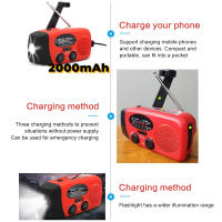 Radio De Emergencia Recargable 2000 mAh Con Luces LED Y Carga USB Solar Radio FM/AM Portátil Para Exteriores Y Viajes - details 11