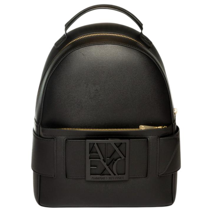 Backpack woman armani exchange backpack buckle logo leather black