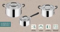 Tefal by Jamie Oliver, set de 3 ollas de acero inoxidable, apto para todo tipo de cocinas incluso Inducción, asas stay-cool, tapas de cristal, marcas de medición, - details 0