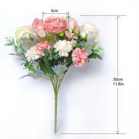 Boucle De Paejas Artificiales De Alta Calidad Con 7 Cabezas Rosa Y Azul Para Decoración De Hogar Bodas Fiestas Plantas Falsas Para El Hogar - details 1