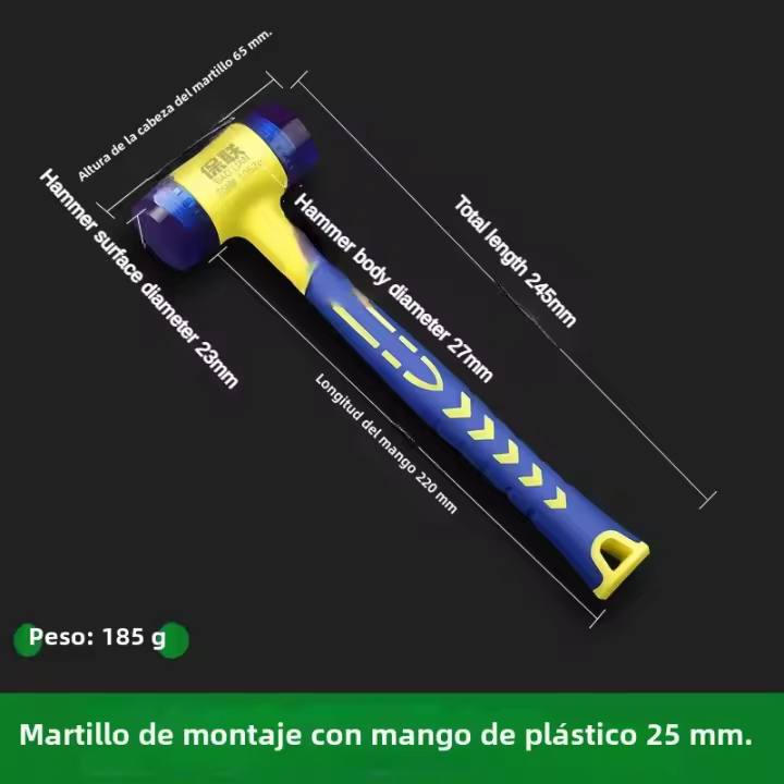 Martillo De Instalación Doble Cabeza Con Mango De Goma 25mm-45mm Desmontable Aislado Para Adhesivo De Azulejos Multifuncional Color Azul - 1