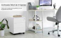 SONGMICS Gabinete de Archivos Móvil, Cajonera de Oficina con 3 Cajones, Cierre, para Documentos de Oficina, Carpetas Suspendidas, Premontado, 39 x 45 x 55 cm (Largo x Ancho x Alto), Blanco/Negro Mate - details 0