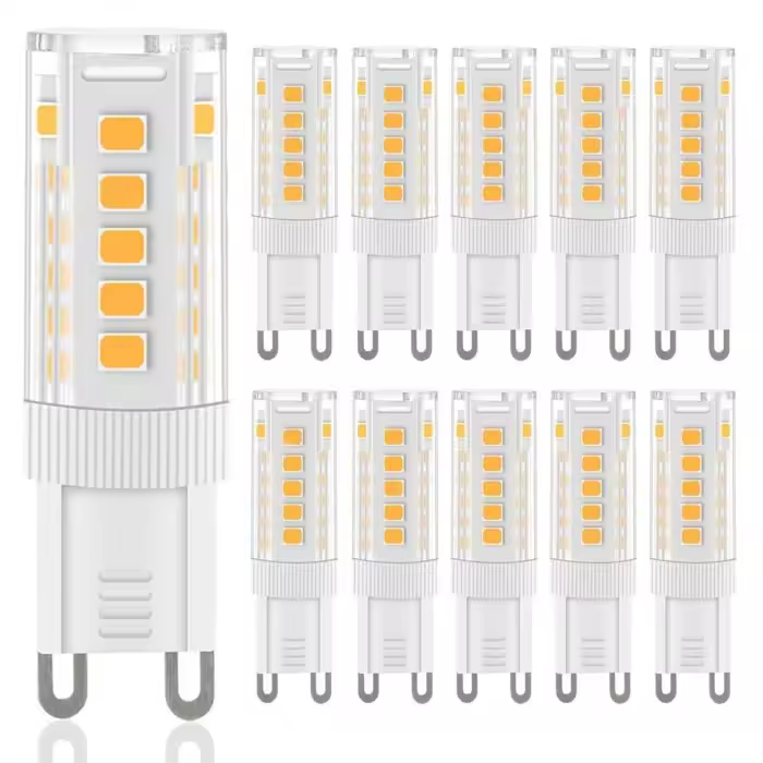 Paquete de 10 bombillas LED G9, Blanco cálido, 5 W, 3000 K, bombilla halógena G9, sin parpadeo - 1