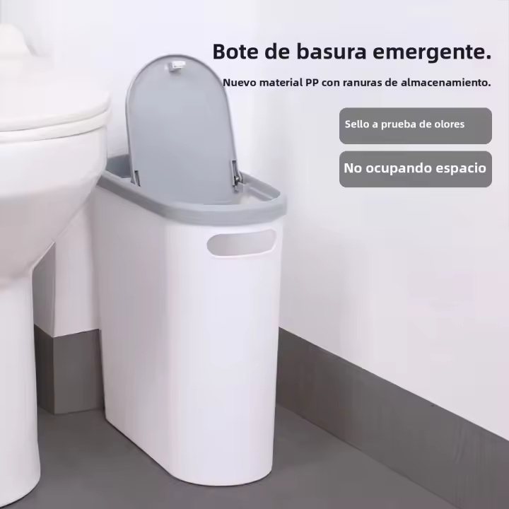 Bandeja De Basura Ecológica De 10L Con Tapa Para Baño Cocina Dormitorio Sala De Estar Tipo De Presión Recipiente De Residuos - 1