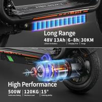 Scooter Eléctrico TWOFISH M5 PRO-E Certificado EEC con Asiento y Cesta Trasera, Motor de 500W, Batería de 48V 13Ah, Neumáticos de 12 pulgadas, Velocidad Máxima de 40 km/h, Autonomía de 30 km, Frenos de Disco Duales, Amortiguadores Delanteros y Traseros - details 1