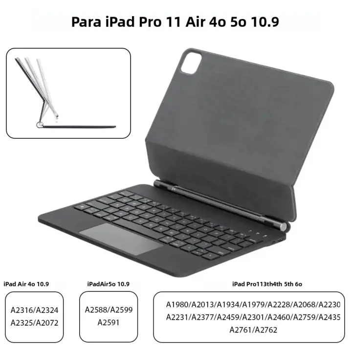 Funda de teclado magnético para iPad 10th 11in 12.9in con Bluetooth inalámbrico iluminación retroiluminada accesorios para iPad pro 12,9 11 aire 4 5 - 1