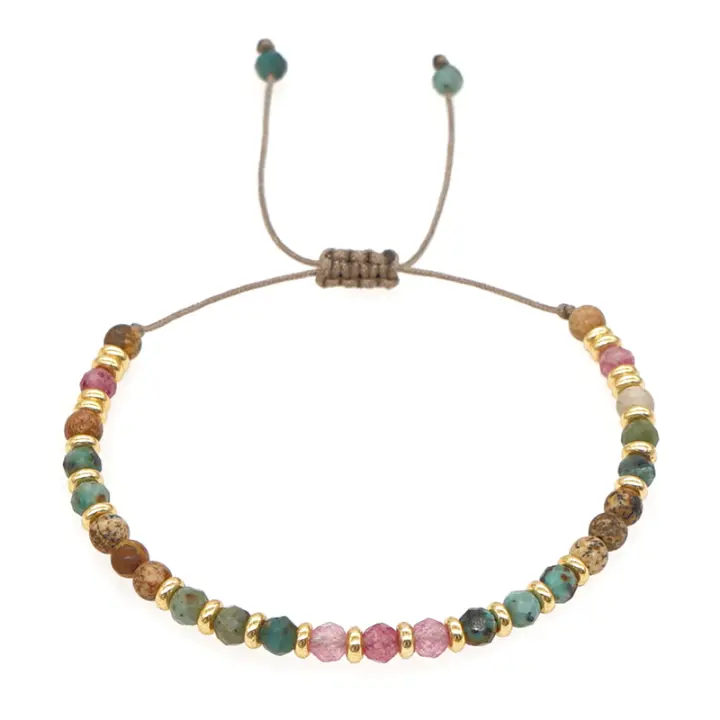 Pulsera Boho Estilo Natural Piedra Para Mujer Joyería Vintage De Moda Con Cuentas Espaciadoras Ajustable Pulsera De Cadena Y Enlace - 1