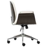 vidaXL Silla de oficina de madera curvada y cuero sintético blanco - details 3