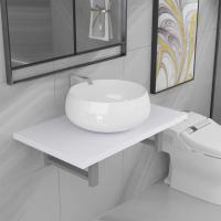 vidaXL Conjunto de muebles de baño 2 piezas cerámica roble en color Marrón/Blanco/Gris y más | almacenamiento funcional diseño moderno para baño dormitorio sala - details 1